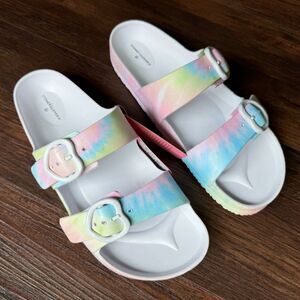 NWT Stoney Clover Lane x Target Tie-Dye Sandals Slides Size 8 Rainbow Women's